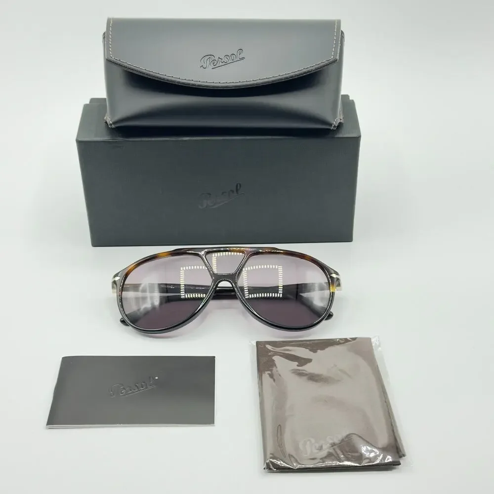 Persol Sunglasses PO3217S 1089R5 Brown Black Tortoise Pilot Frame Grey Lens 59mm